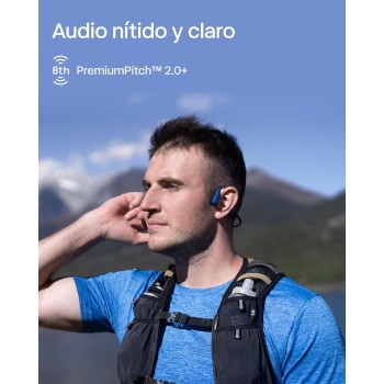 SHOKZ OpenRun Auriculares Conducción Ósea, Deportivos Inalámbricos Bluetooth con Micrófono Cancelación de Ruido, Open-Ear de