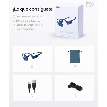 SHOKZ OpenRun Auriculares Conducción Ósea, Deportivos Inalámbricos Bluetooth con Micrófono Cancelación de Ruido, Open-Ear de