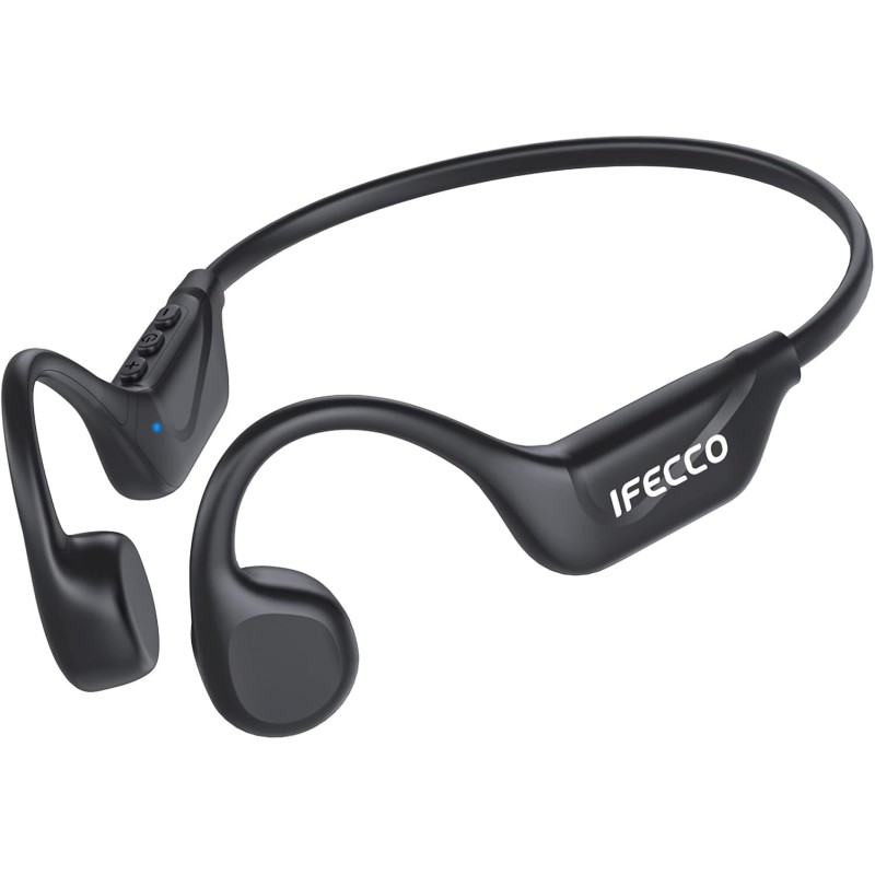 IFECCO Auriculares Conducción Osea Bluetooth 5.4 – Cascos Conduccion Osea Inalambricos con Micrófono,IPX5 Impermeables
