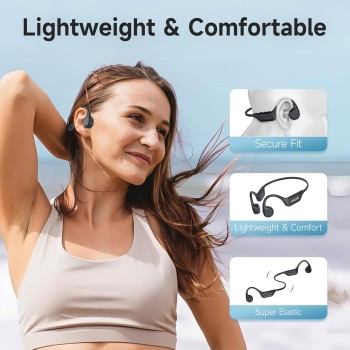 IFECCO Auriculares Conducción Osea Bluetooth 5.4 – Cascos Conduccion Osea Inalambricos con Micrófono,IPX5 Impermeables