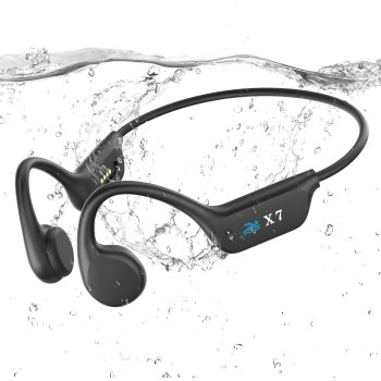 Guudsoud Auriculares Conducción Osea Natacion,Auriculares inalámbricos Impermeables IP68 Bluetooth 5.3,Auriculare Abiertos con