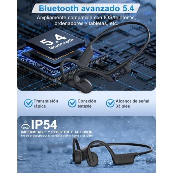 Guudsoud Auriculares Conducción Osea Natacion,Auriculares inalámbricos Impermeables IP68 Bluetooth 5.3,Auriculare Abiertos con