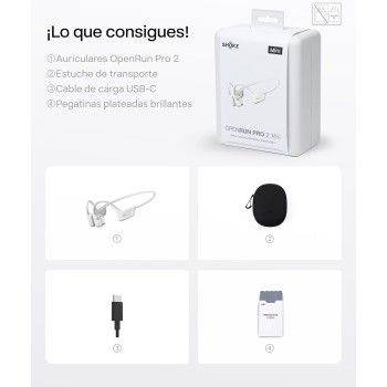 SHOKZ OpenRun Pro 2 Auriculares Deportivos de Conducción Ósea, Inalámbricos Bluetooth 5.3, Micrófonos con Cancelación de Ruido,