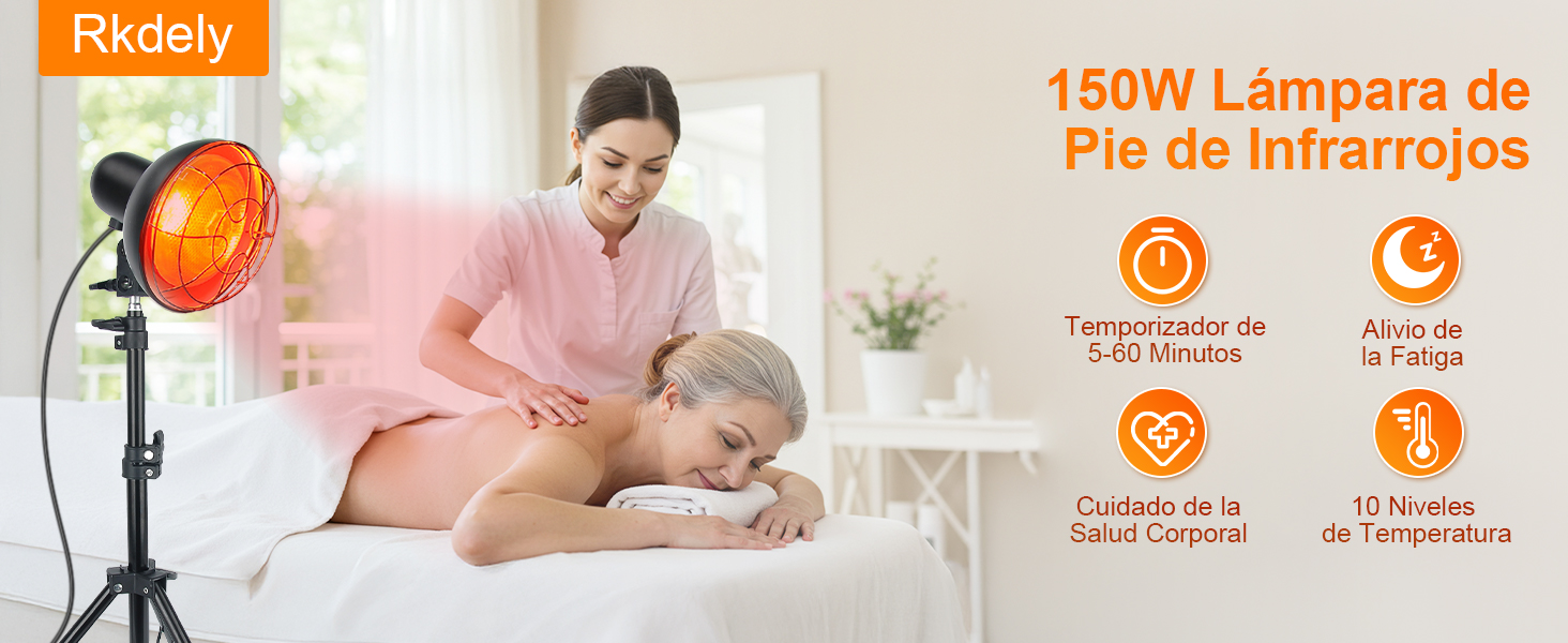 Rkdely lámpara infrarroja 150W con soporte de suelo y pantalla regulable