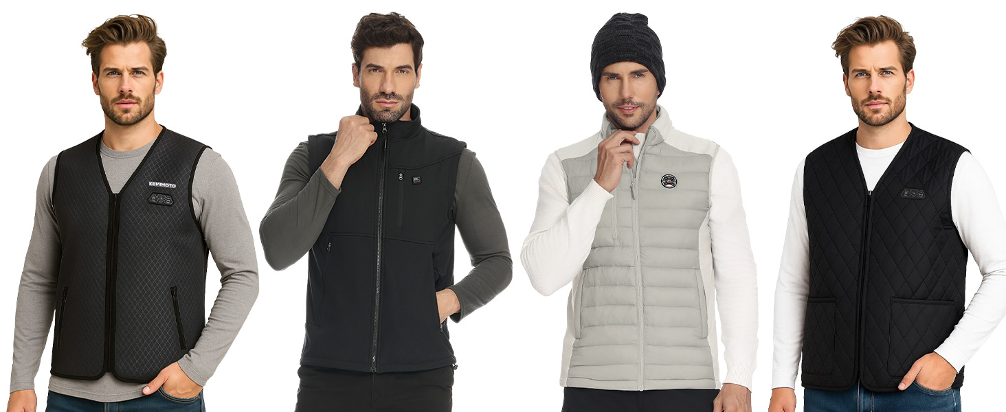 Variaciones de chaleco calefactable KEMIMOTO para hombre color negro y gris