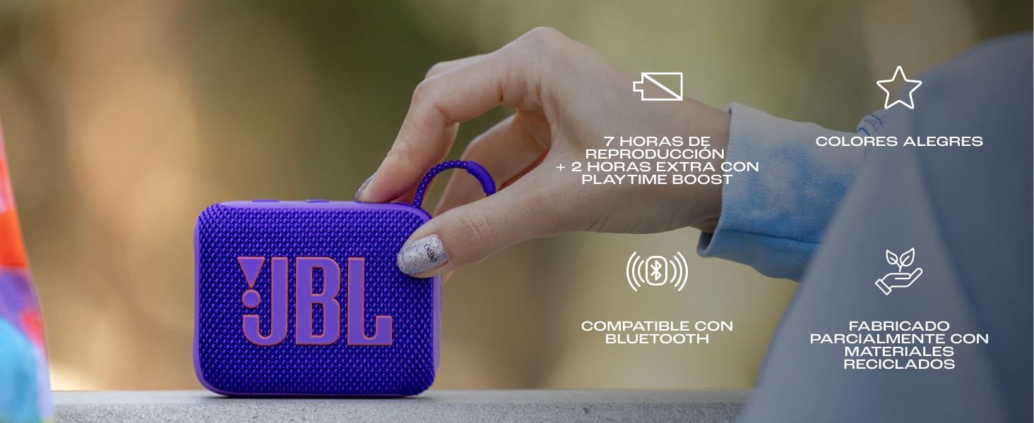 JBL GO 4 con sonido JBL Pro y graves potentes