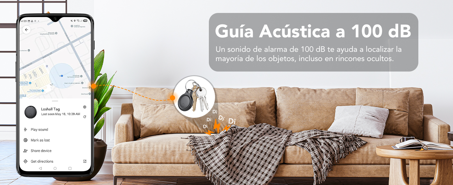 Ajblg Android Smart Tag con guía acústica de 100dB