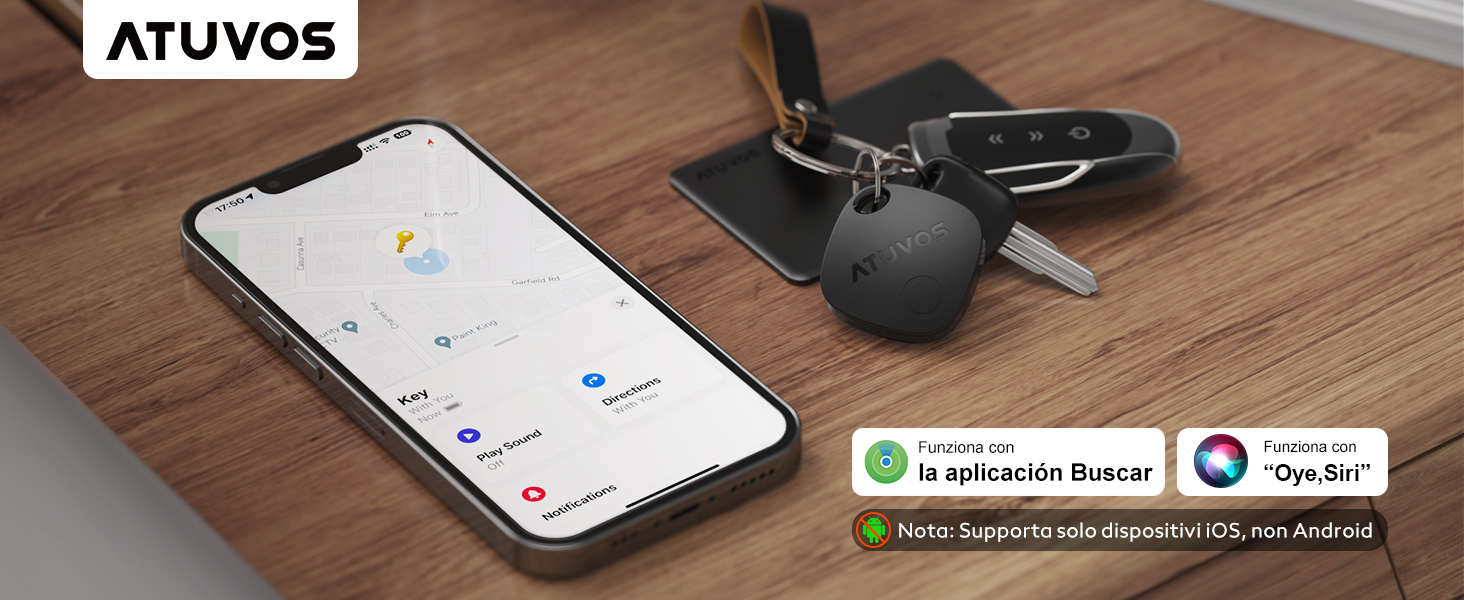 ATUVOS Air Tag Smart Tracker 2 Pack Negro con app Buscar de Apple