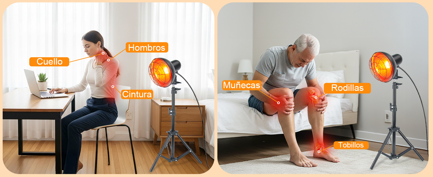 Rkdely lámpara infrarroja 150W regulable en altura e inclinación