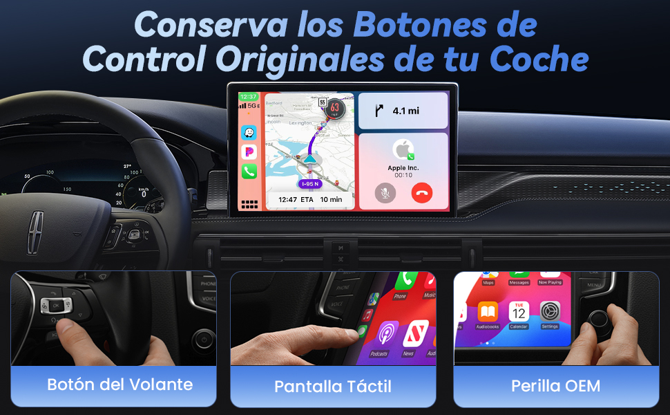 Compatibilidad con botones del volante y pantalla táctil en CarPlay inalámbrico