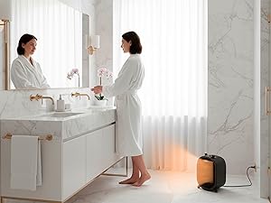 Calefactor MIDEA baño bajo consumo 2000W usado en un baño moderno