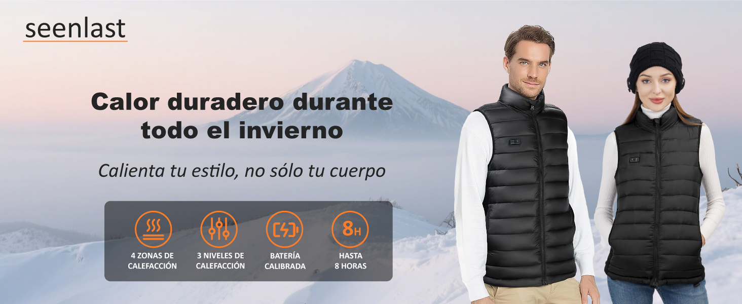 Chaleco calefactable hombre con batería 10000mAh 4 zonas térmicas