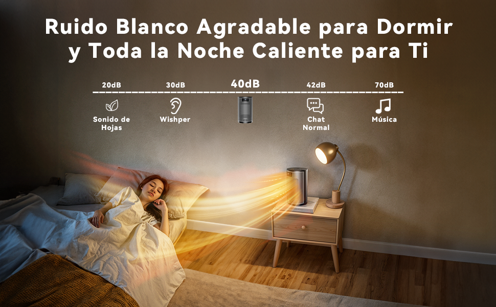 Calefactor PALINTH funcionando de forma silenciosa en dormitorio