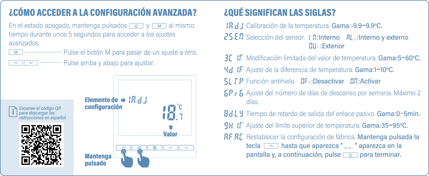 Diagrama de instalación y configuración del termostato Beok WiFi inteligente