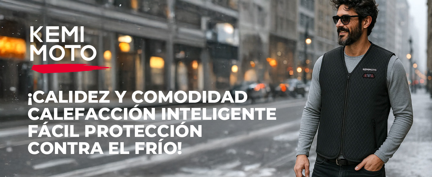Chaleco calefactable KEMIMOTO con 6 zonas de calor para hombre