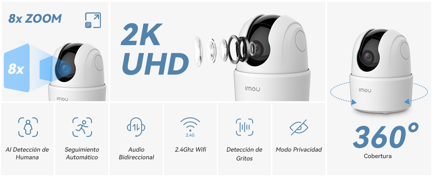 Imou Cámara IP WiFi Interior 2K 3MP visión nocturna 10m