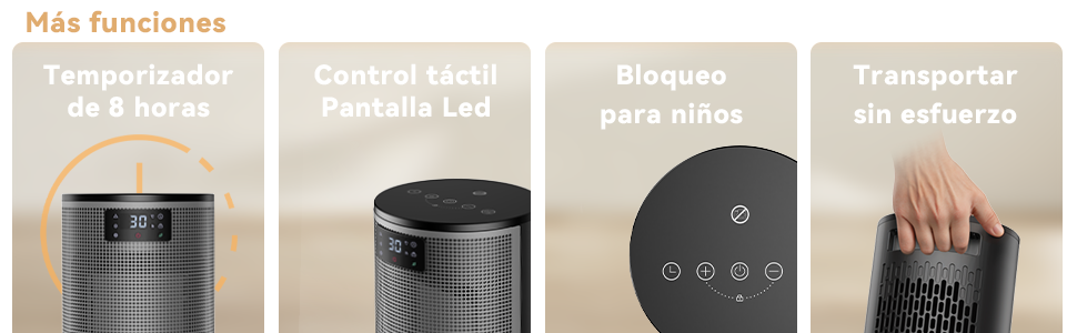 Calefactor PALINTH con panel táctil y control de temperatura