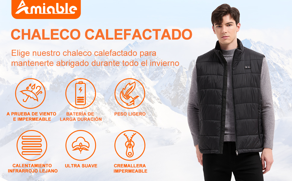 Chaleco calefactable Amiable para hombre con 15 zonas de calor