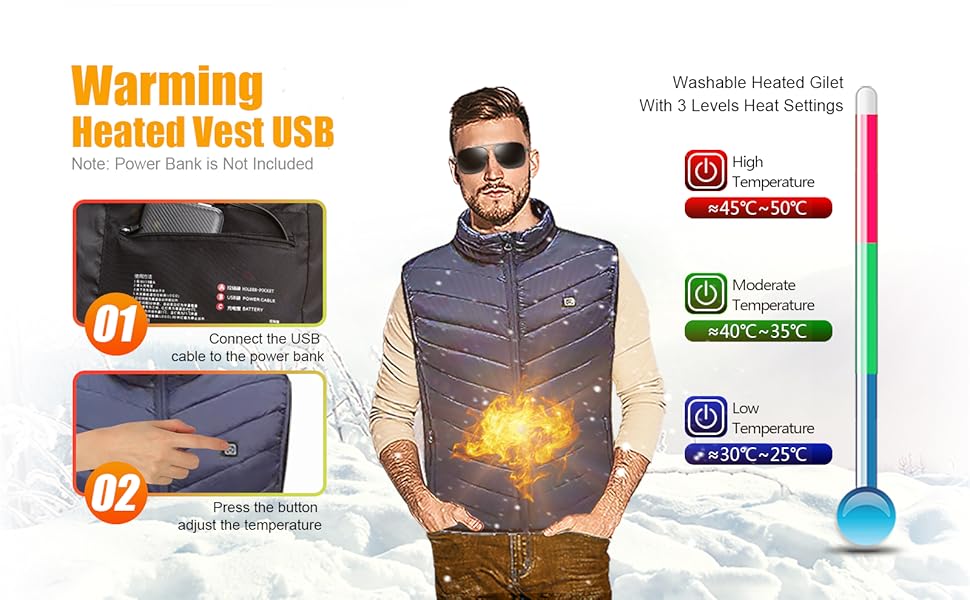 Chaleco térmico Bseical con 9 zonas de calentamiento