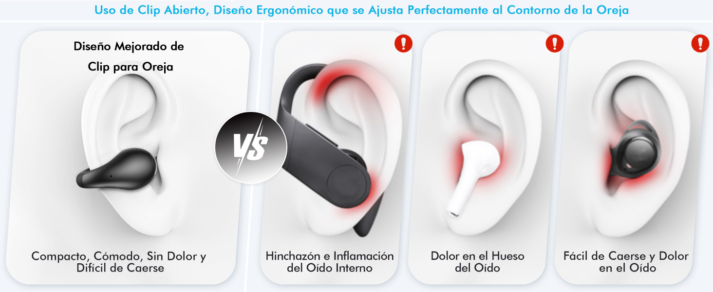 Auriculares inalámbricos con clip y micrófonos HD para llamadas claras