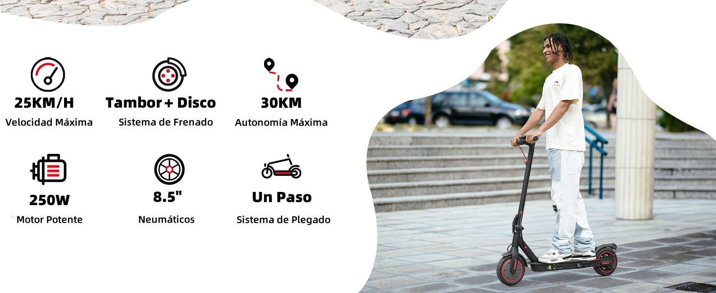 iScooter patinete eléctrico 8.5 plegado compacto y ligero