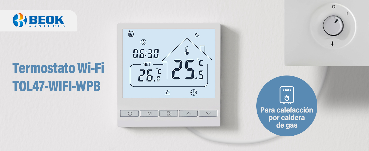 Termostato Beok WiFi inteligente para calefacción de gas y agua
