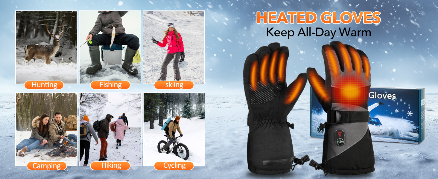 Guantes calefactables 5V 5000mAh para deportes de invierno