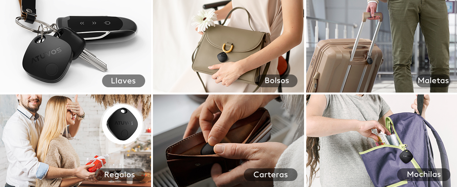 ATUVOS Air Tag en llaves, bolsos y carteras