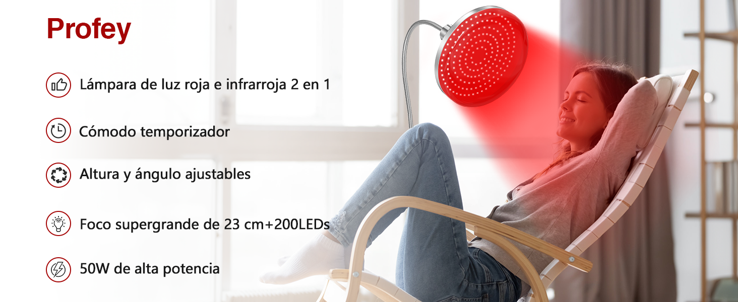 Lámpara Luz Roja 200 LED 660nm 850nm uso facial y corporal