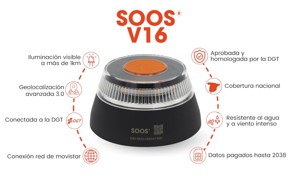 SOOS V16 resistente al agua y aprobada por la DGT