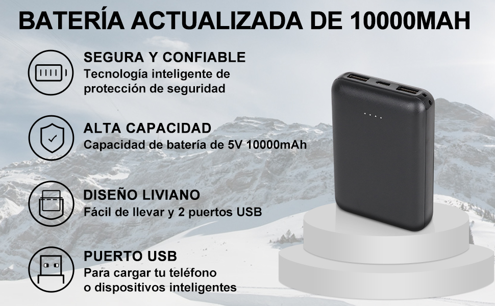 Batería de 10000mAh para chaleco calefactable Amiable