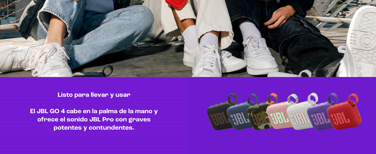 JBL GO 4 con asa integrada y diseño compacto color gris