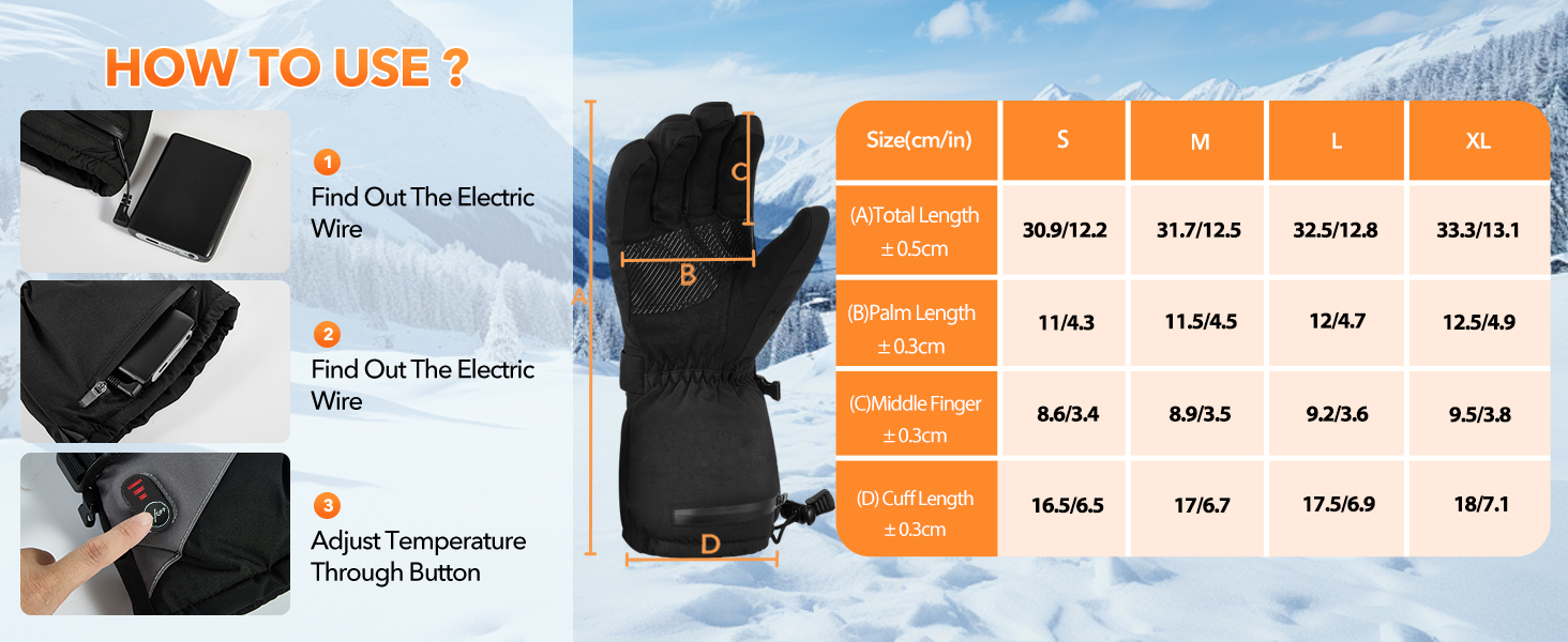 Guantes térmicos calefactores unisex resistentes al viento y nieve