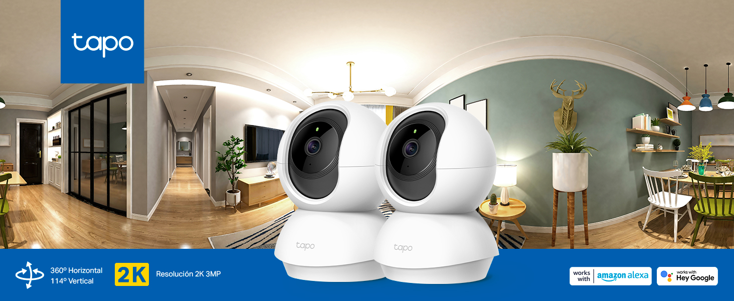 Tapo C210 - Cámara de Vigilancia Wi-Fi Inteligente 360º 2K 3MP