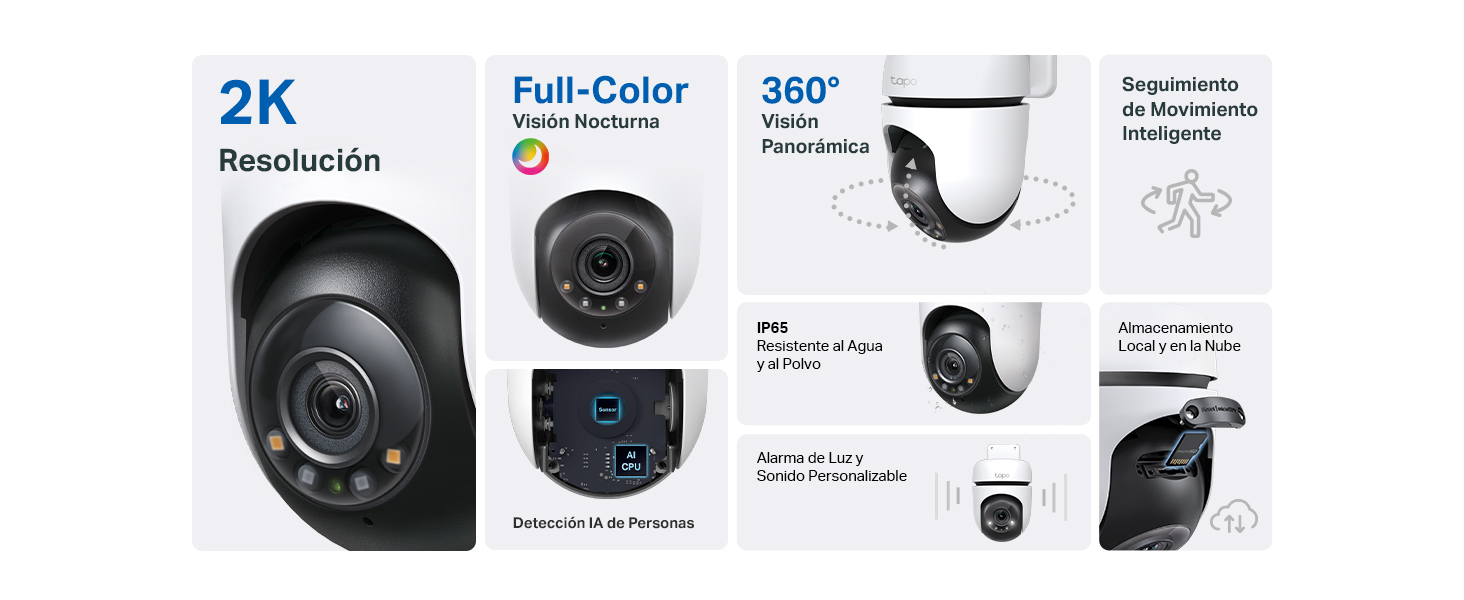 Tapo C51A cámara exterior 2K con giro 360º e IA de personas