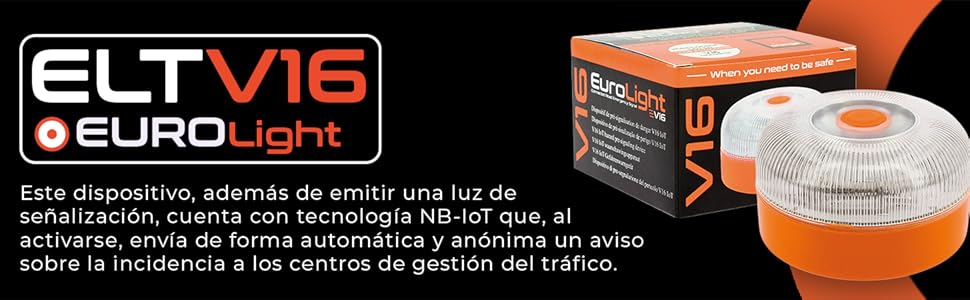 Baliza V16 EUROLIGHT homologada DGT 3.0 geolocalizada con SIM IoT Orange