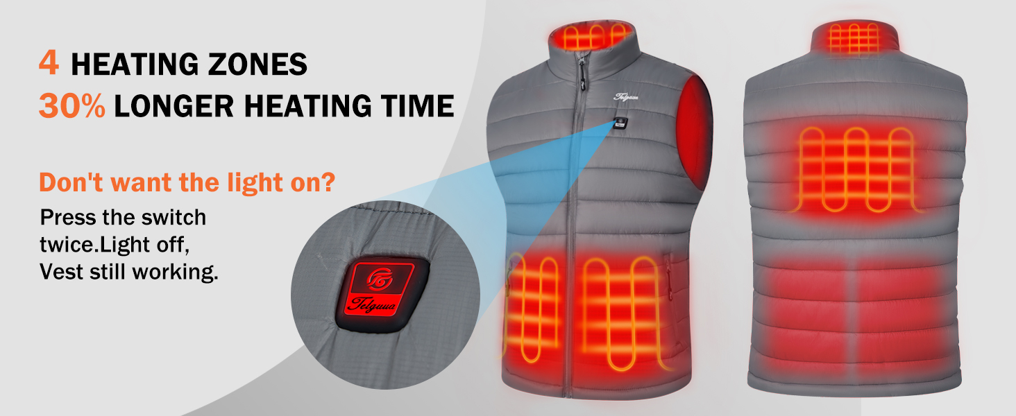Chaleco calefactable Telguua con 4 zonas de calentamiento