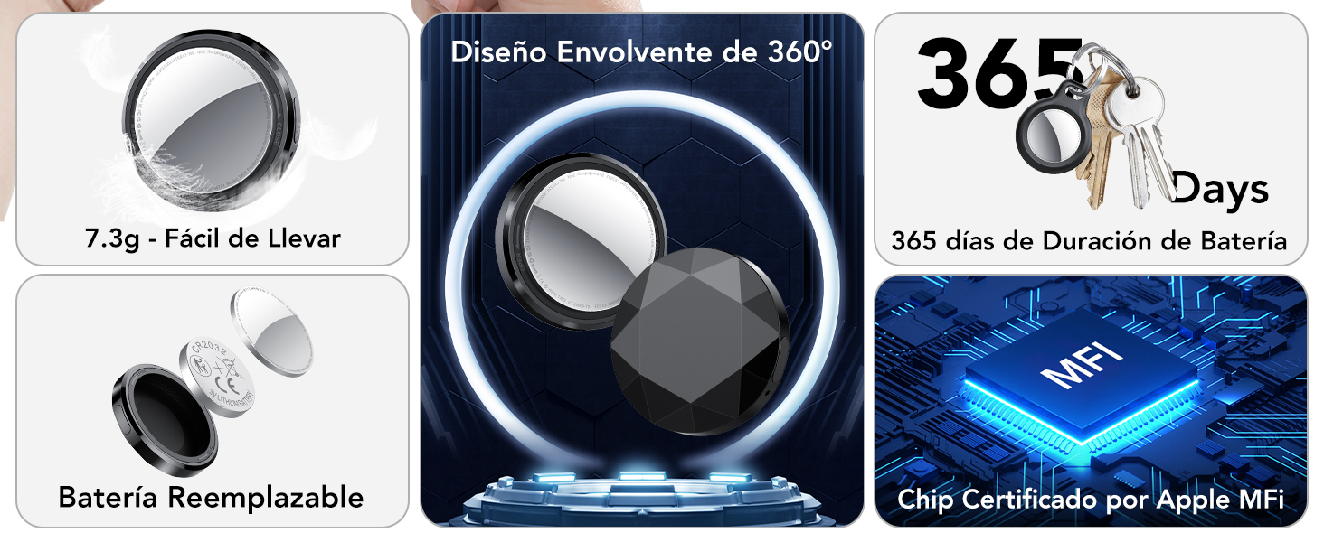 Air Tracker Tag con batería reemplazable y compatibilidad Apple Buscar