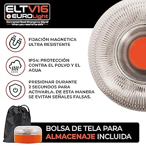 Baliza V16 IP54 con fijación magnética y bolsa incluida