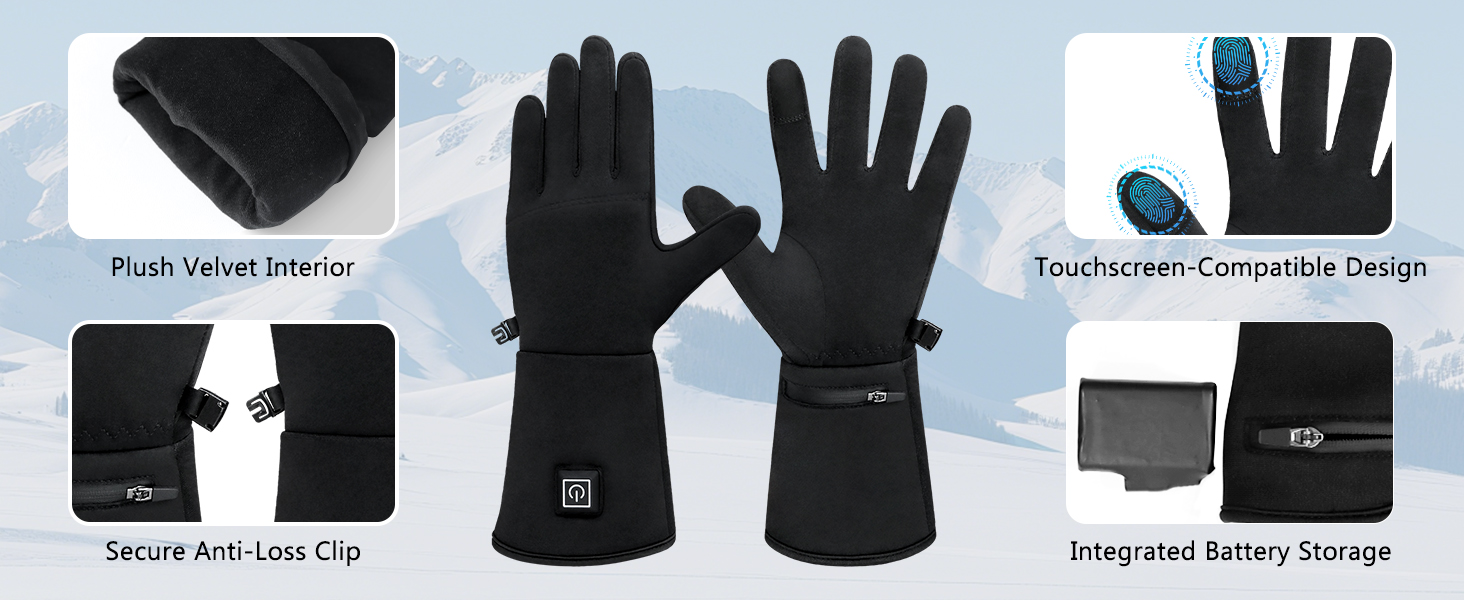 Guantes calefactables ligeros unisex para invierno y moto