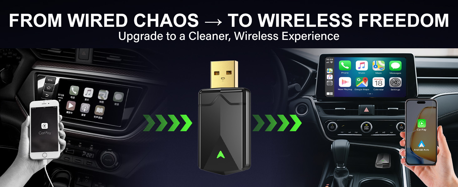 Adaptador inalámbrico CarPlay y Android Auto con WiFi 5.8GHz